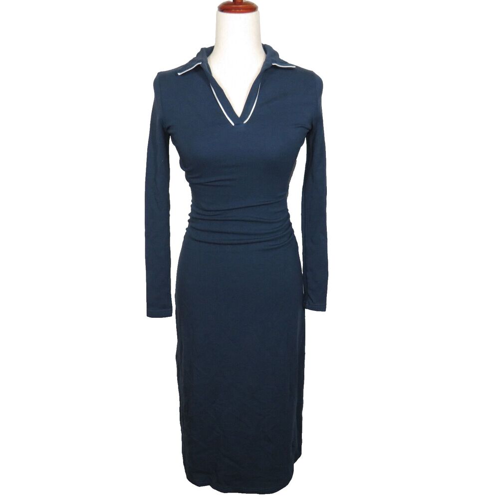 OGL Eco Mousse Cozy Thermal Brushed Long Sleeve Ruched Midi Dress Size XS